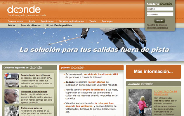 Homepage Doonde.es