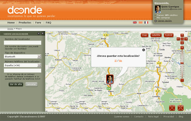 Online tracking applicatie interface