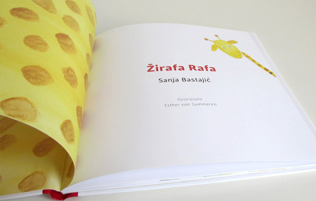 Eerste pagina van het prentenboekje ‘Rafa de giraf’