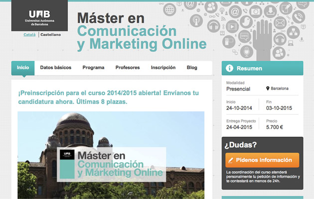 Home sitio web Máster en Marketing online