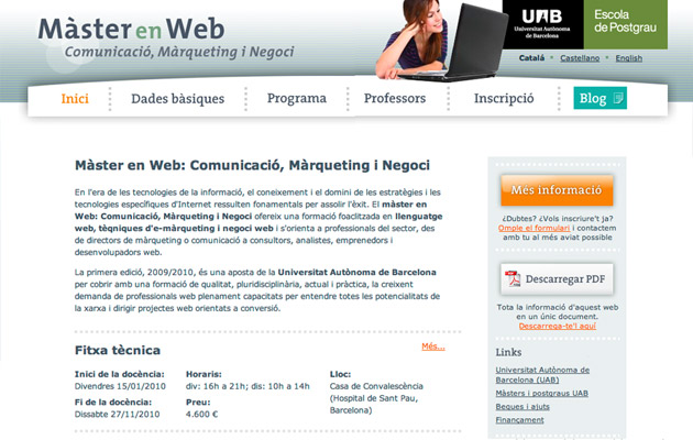 Masterenweb.com’s homepage
