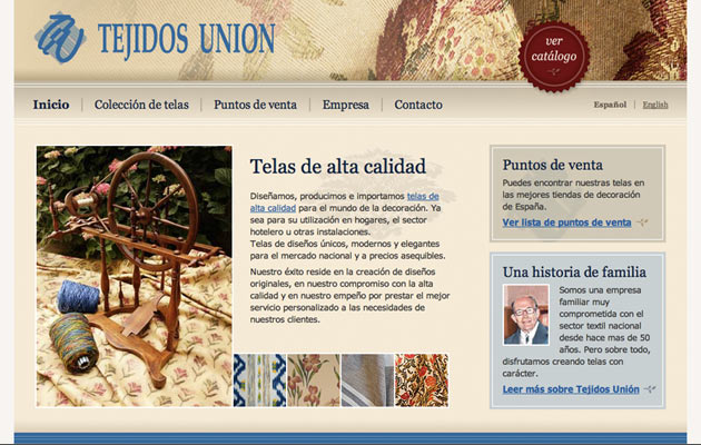 Homepage van Tejidos Unión