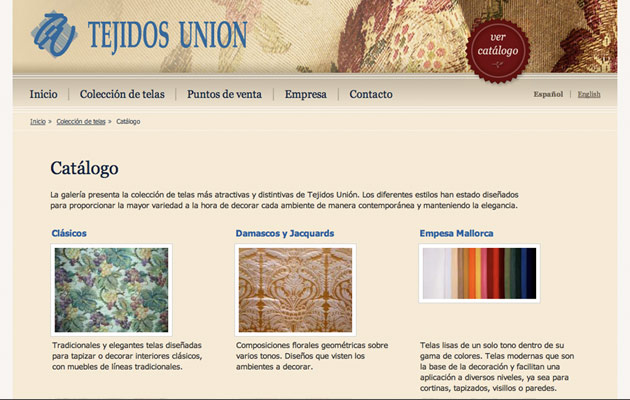 Catálogo online de Tejidos Unión